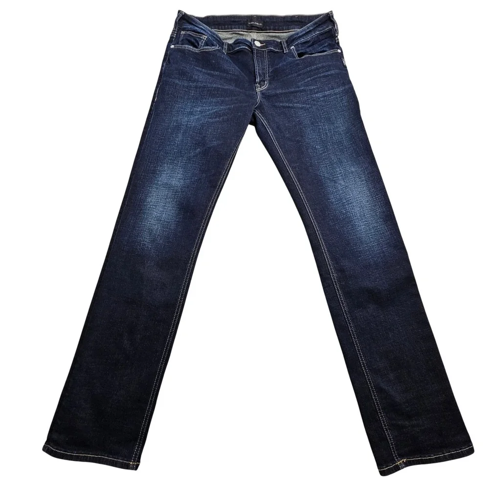 Silver Jeans Co Taavi Slim Leg Jeans Mens 34 Dark Indigo Stretch Denim